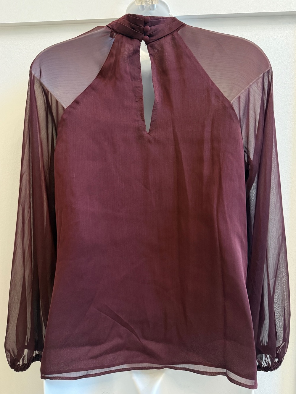 1.State Women's Mock Neck Raglan Sheer Balloon Sleeve Blouse, Small, NWT - Picture 9 of 13